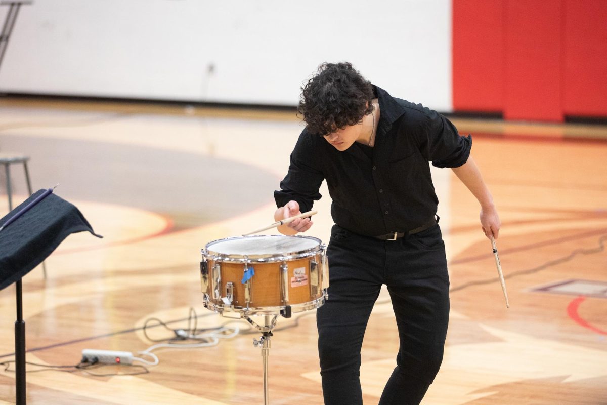 Senior Ben Hegge performs at the SHS Spring Band and Music Concert.