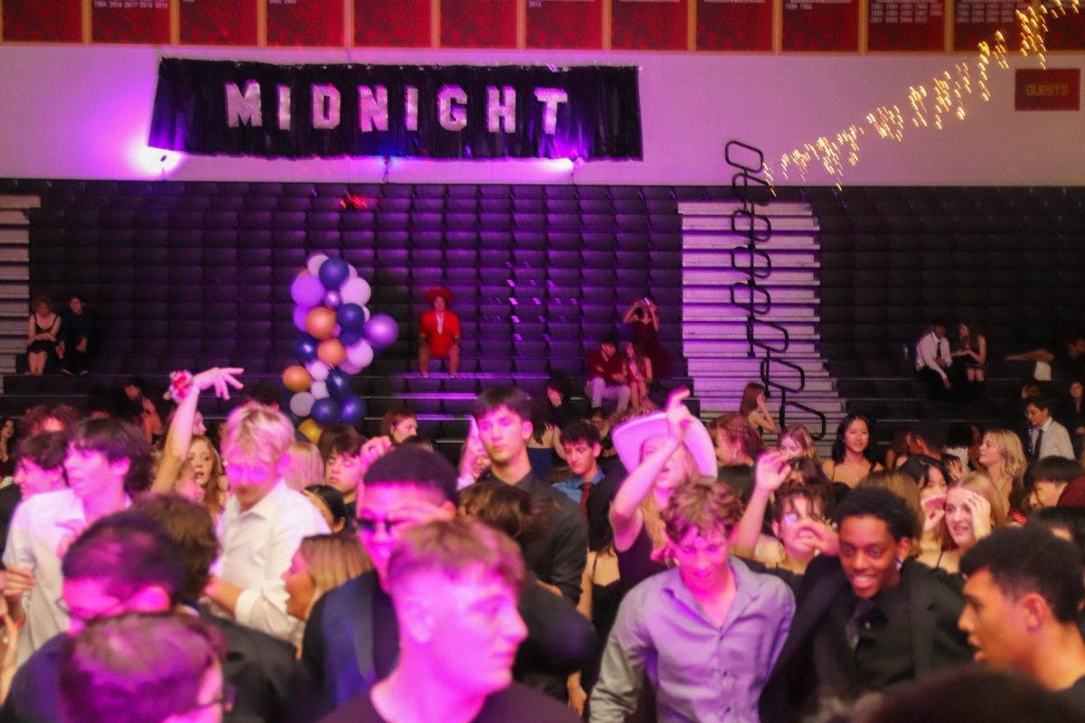 The dance floor from last year's homecoming, themed Meet Me At Midnight